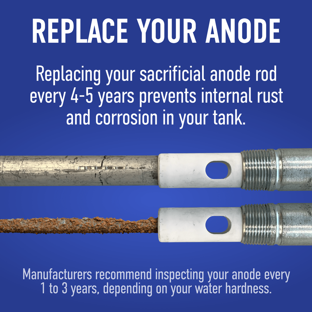 AR145 Segmented Aluminum Zinc Outlet Anode Rod, 3″ Nipple (.750″ x 3/4″ x 50″)