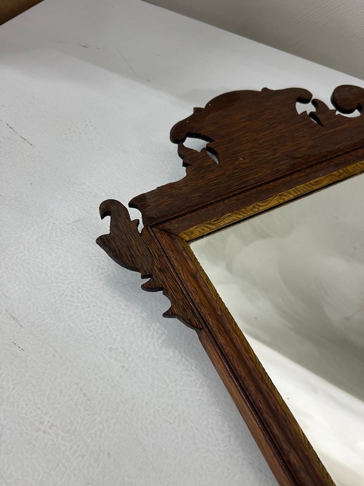 Chippendale Style Walnut Frame Beveled Wall Mirror