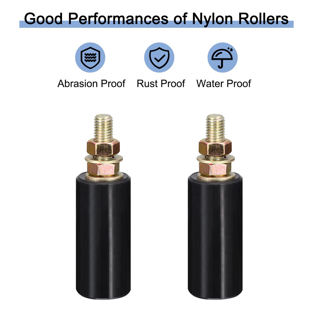 Slide Gate Guide Roller with L Post Bracket 3" Dual Nylon Rollers Black