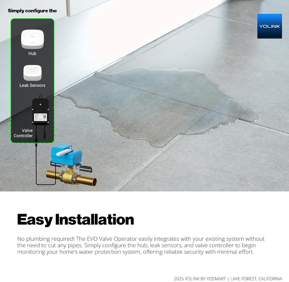 DIY Automatic Water Leak Detection & Shut-Off Starter Kit, EVO Valve Operator, W