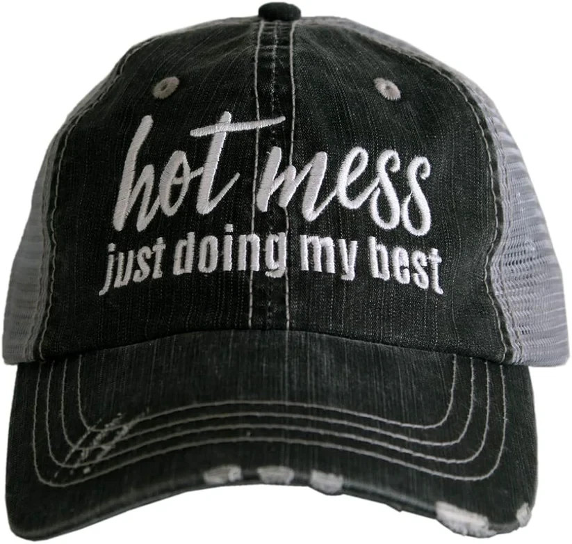Hot Mess Ponytail Hat – Distressed Criss-Cross Baseball Cap