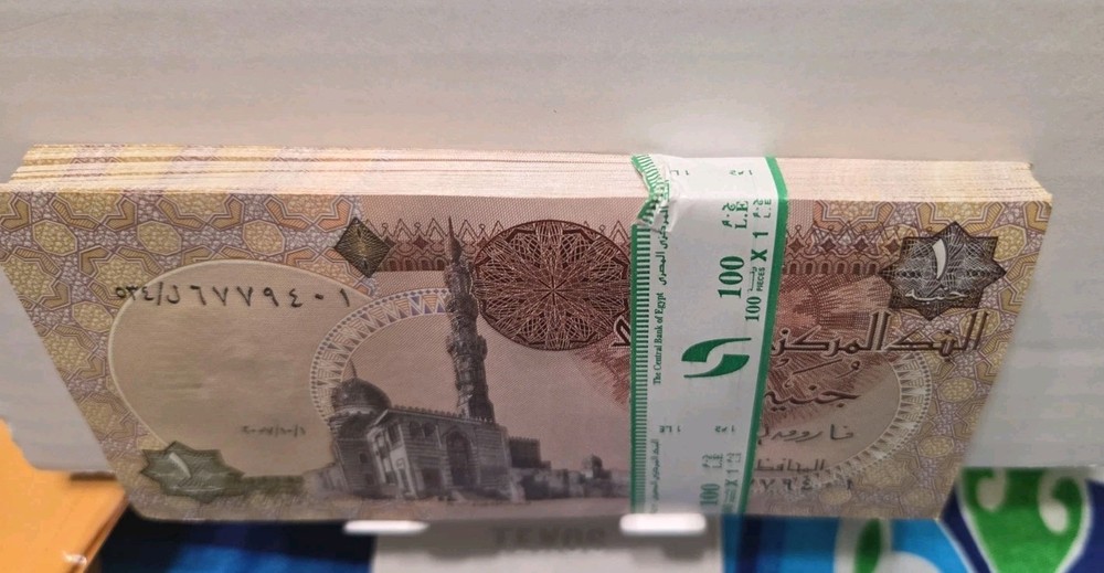 Egypt 1 Pound UNC P-50l Bundle 100 Notes Sig 21B 2004-2008 + Gift!