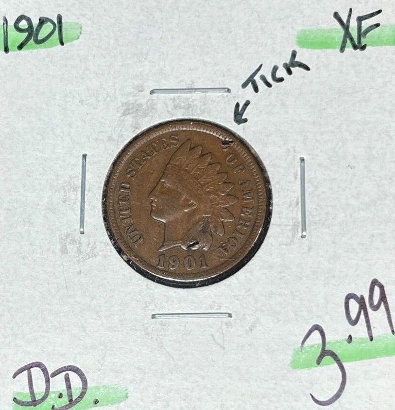 1901 INDIAN HEAD CENT ~ XF ~ TICK ~NICE COIN~ REF# D/D