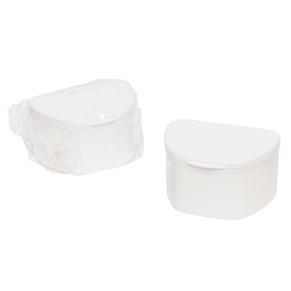 White 80 Pack Bulk Denture Case Bath Holders for Retainers Teeth Guards (Sealed)