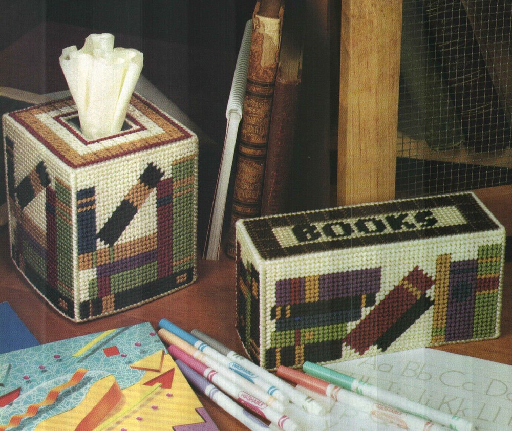 STUDENT HELPMATES TISSUE COVER & DOORSTOP PLASTIC CANVAS PATTERN INSTRUCTIONS
