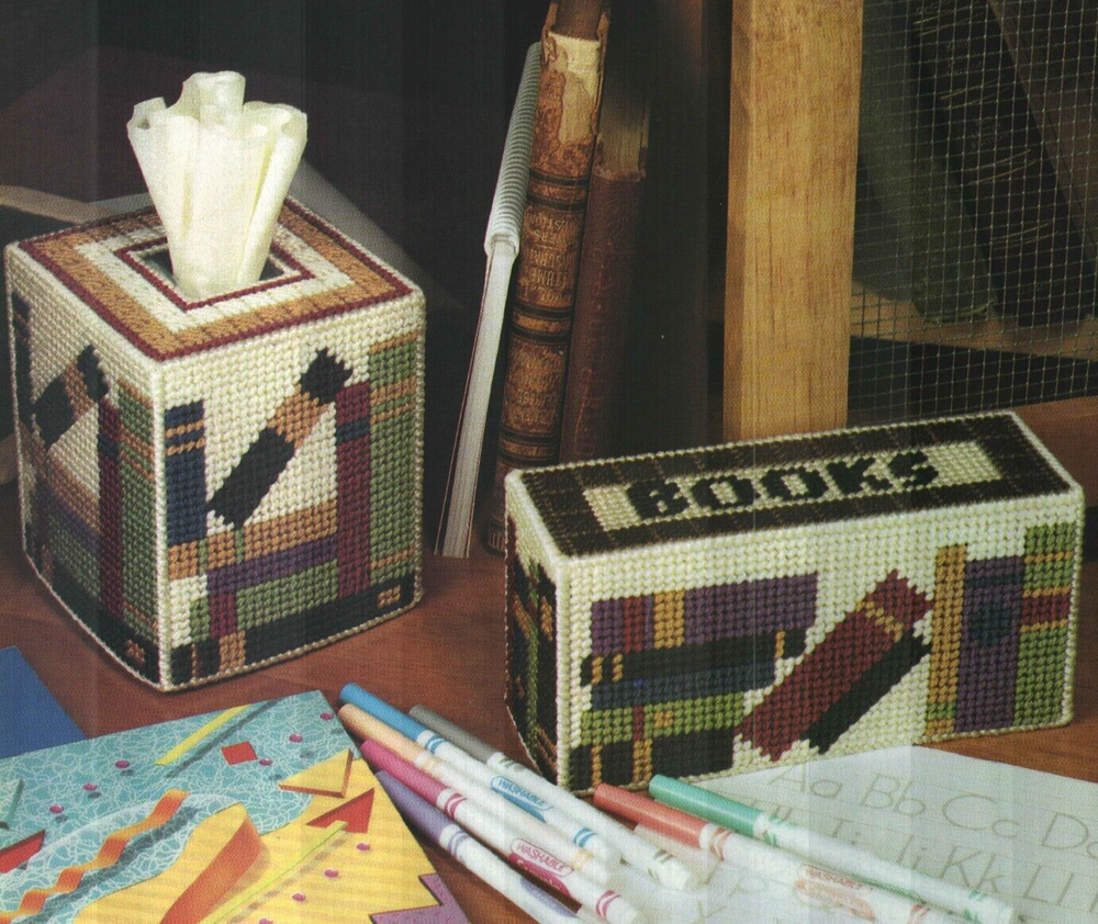 STUDENT HELPMATES TISSUE COVER & DOORSTOP PLASTIC CANVAS PATTERN INSTRUCTIONS