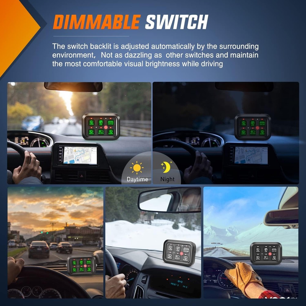 Nilight 6 Gang Switch Panel Universal Circuit Control Relay System with Fuse Wir
