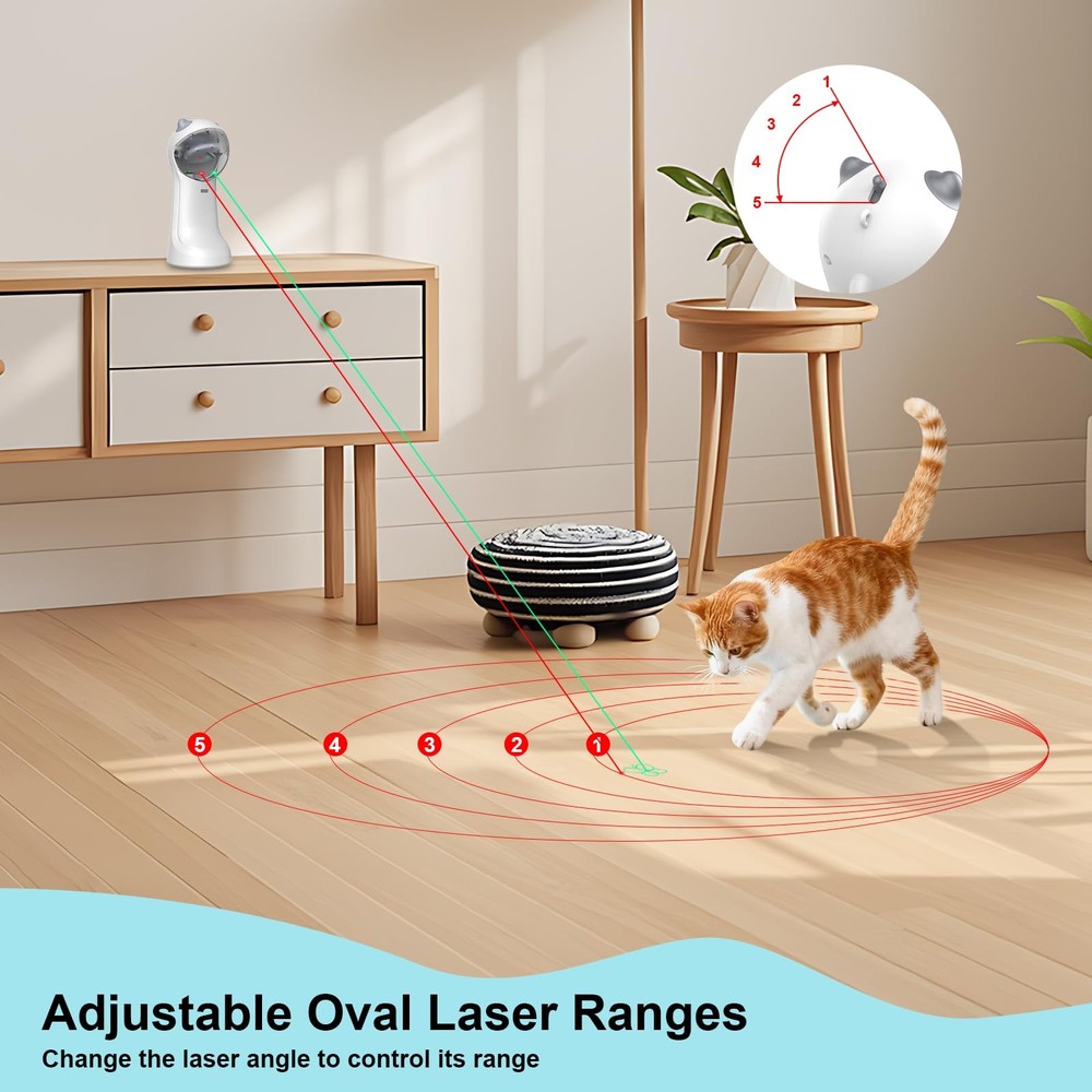 Motion-Activated Automatic Cat , Unique Double Light Green&Red, 4 Speed Modes...