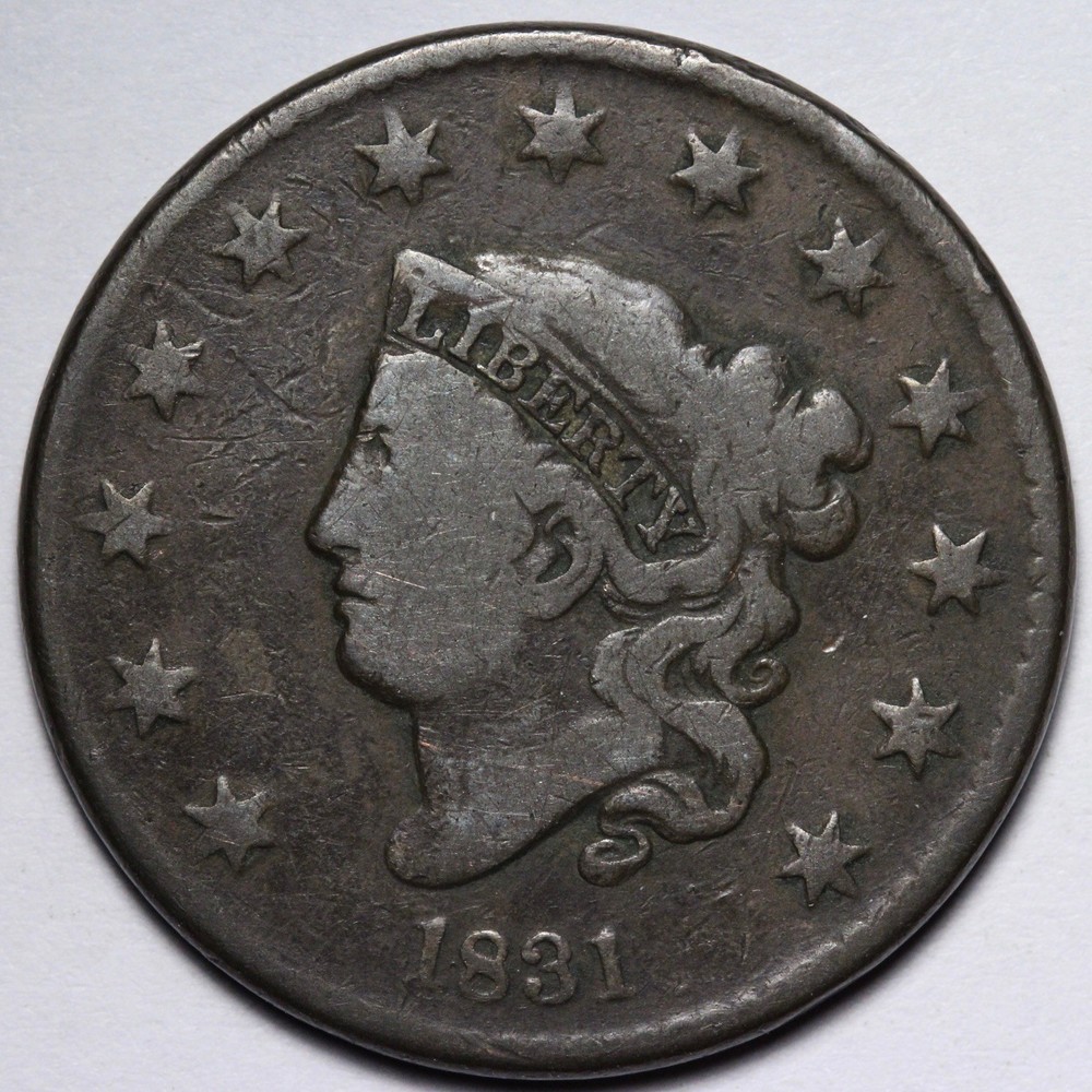 1831 Coronet Head Large Cent FINE E140 UWEM