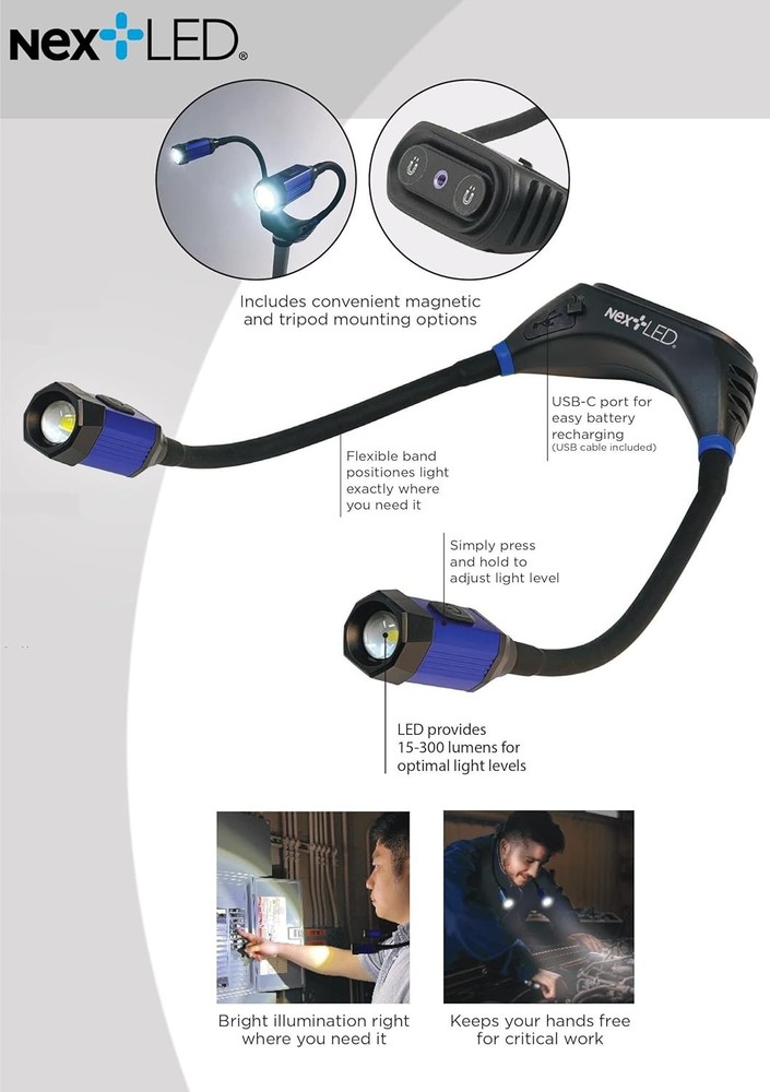 NextLED Ultimate Hands-Free Work Light Combo: NT-7544 Heavy Duty Work Light & NT