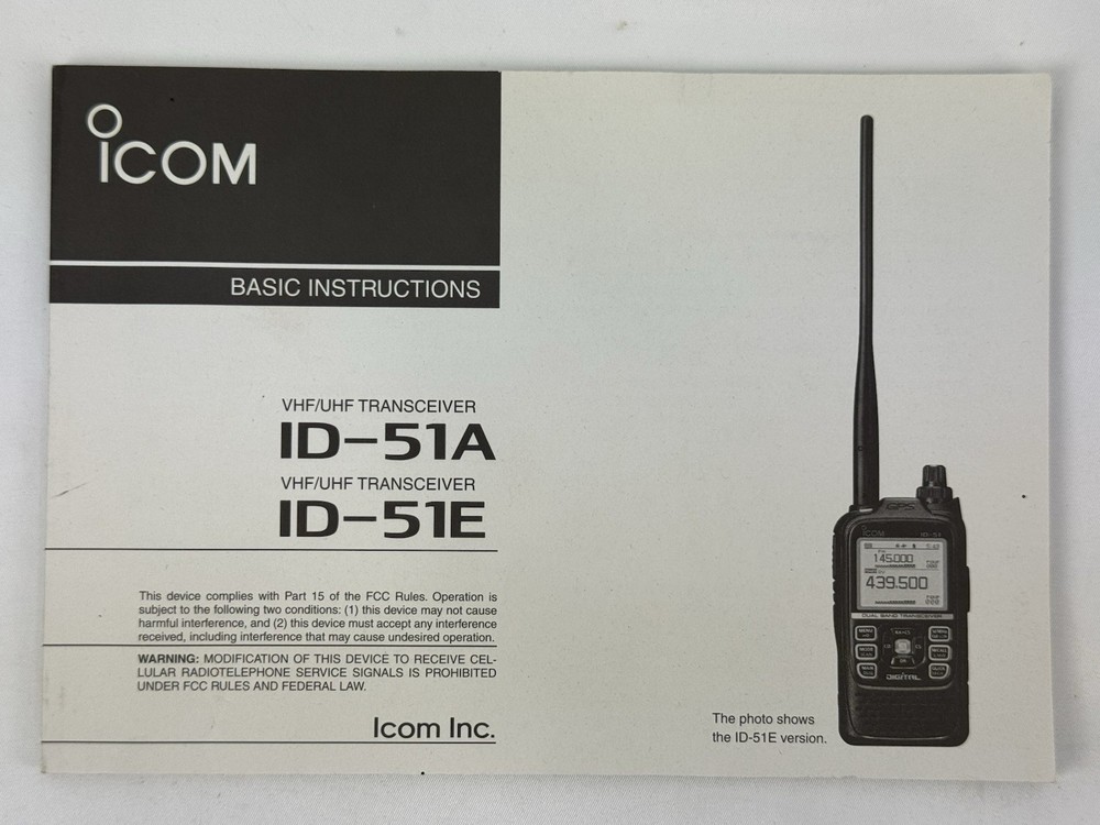 ICOM ID-51A ID51E Basic Instructions Manual