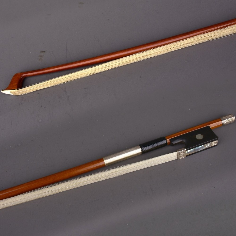 Master E.SARTORY Copy Pernambuco Violin Bow 4/4 Ebony Big Eye Carved Silver Fast