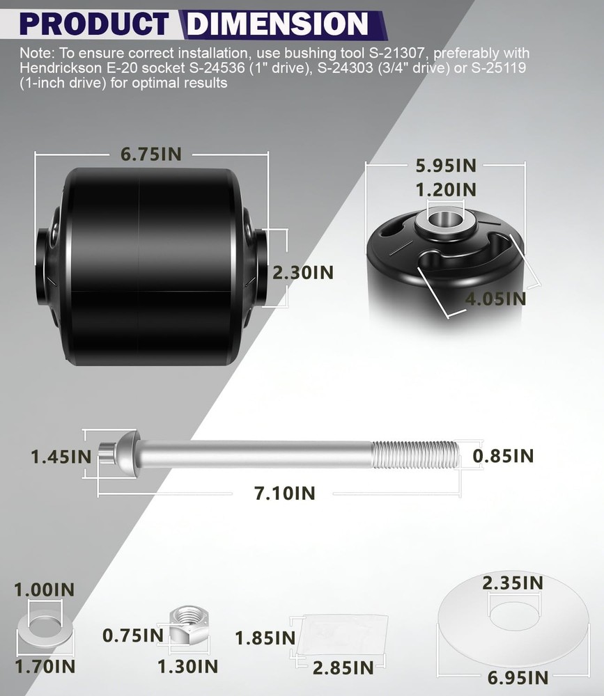 Quick Align Pivot Bolt Bushing Kit Replacement for Hendrickson S-24691 S-21166