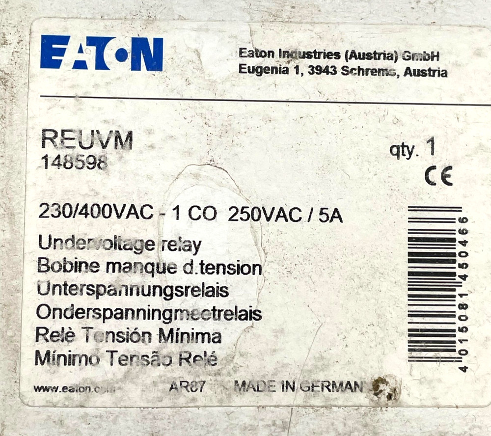 EATON REUVM Undervoltage Relay 148598