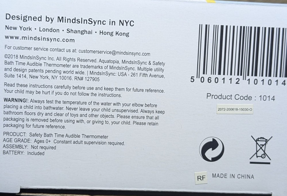 Aquatopia Bath Time Audible Thermometer
