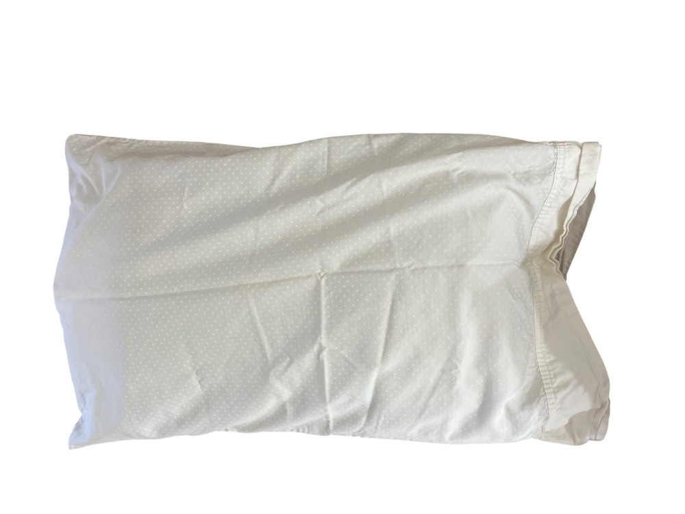 3 White Cotton Pillowcases 30" X 20" Polka Dot Pattern /Plain Standard Size Bedd