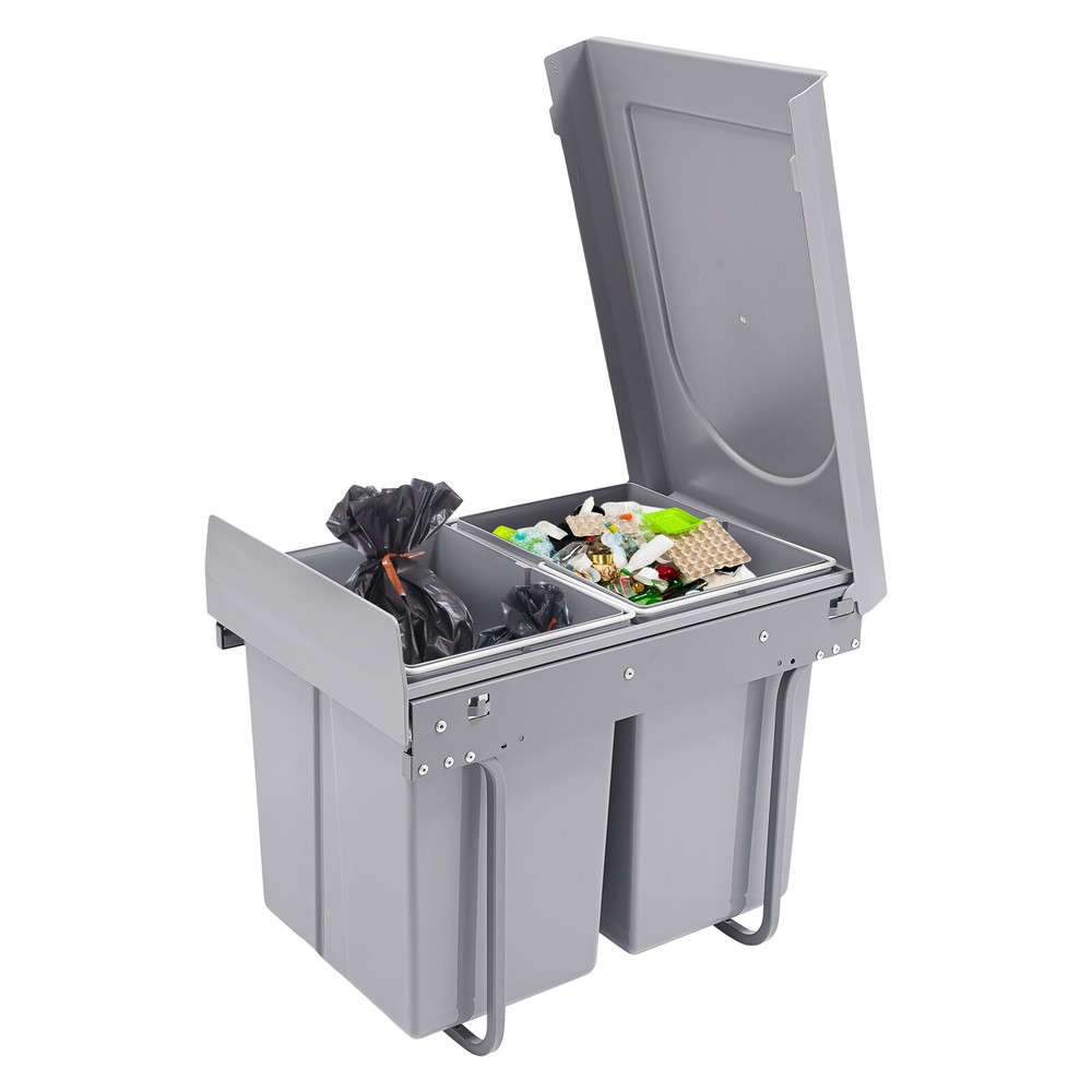 40L Kitchen Waste Bin Pullout Garbage Trash Can Double Pull-Out Trash Can
