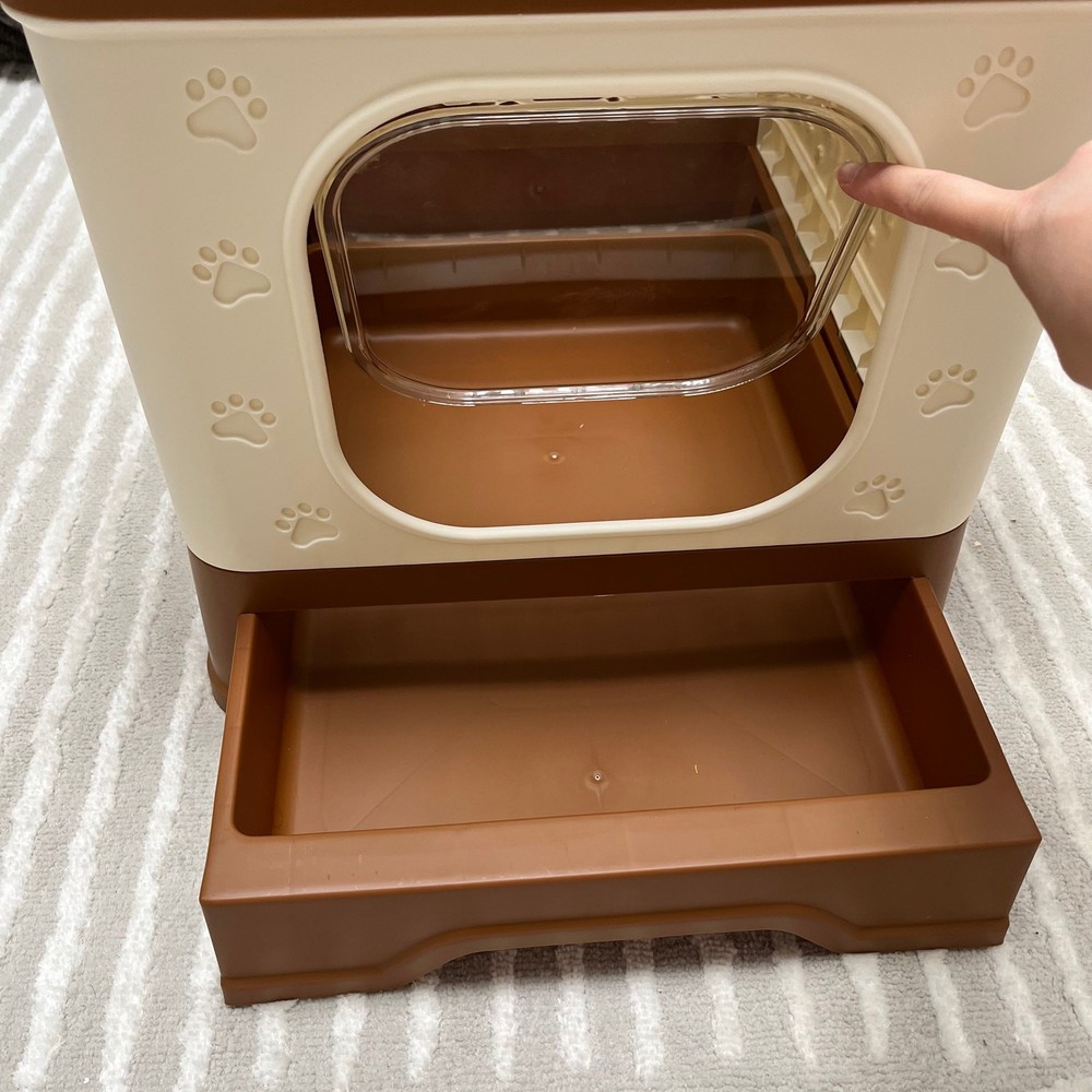 Enclosed Cat Litter Box, Printed Pattern Cat Litter Box Large Foldable Top-Entry