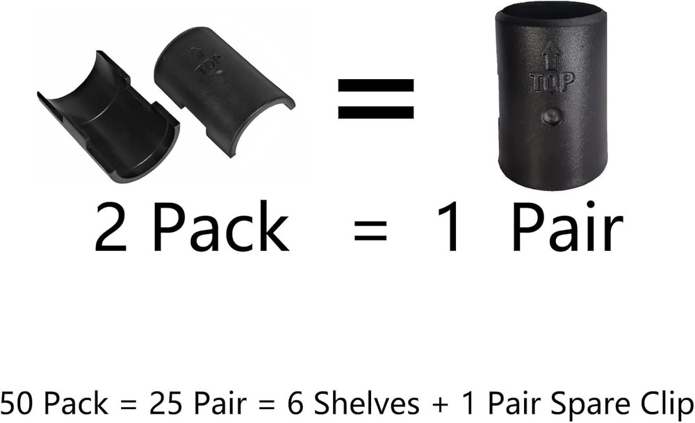 50-Pack 1" Wire Shelf Clip Replacement Set