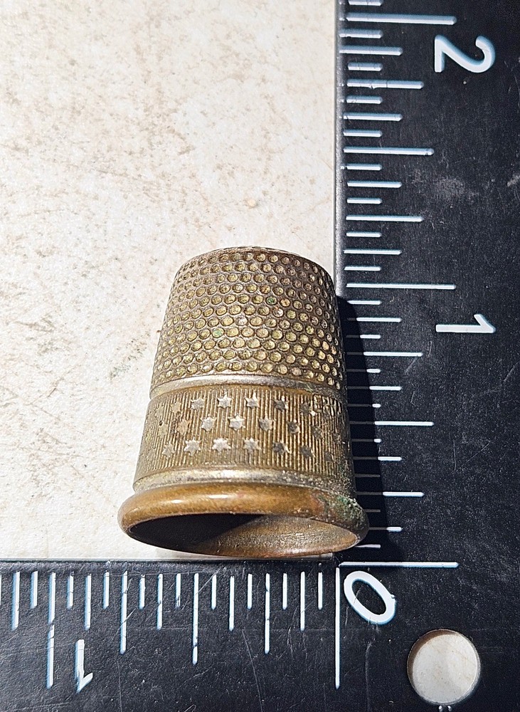 Victorian Era Sterling Silver Star Pattern Thimble Antique Sewing Accessory