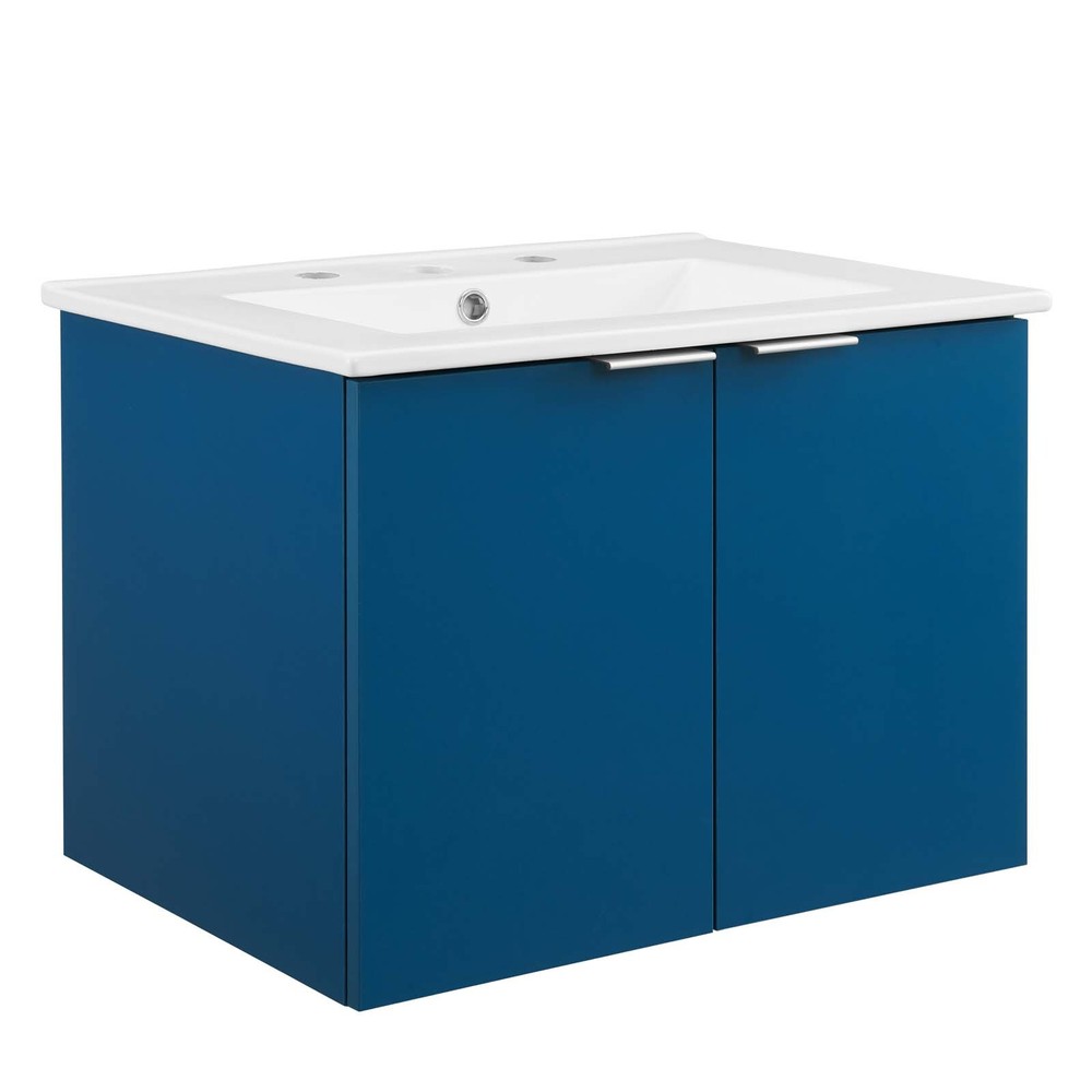 Modway Maybelle 24" Wall-Mount Bathroom Vanity In Navy White