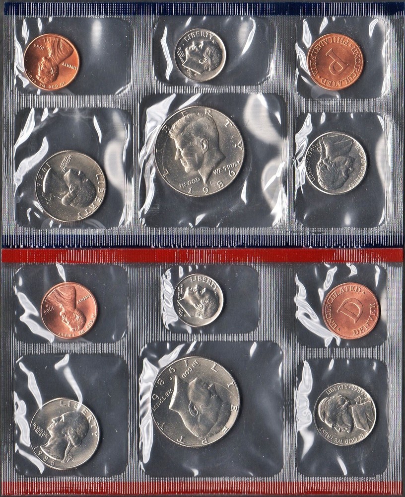 1986 UNCIRCULATED SET IN ORIGINAL US MINT PACKAGING (10 PC)