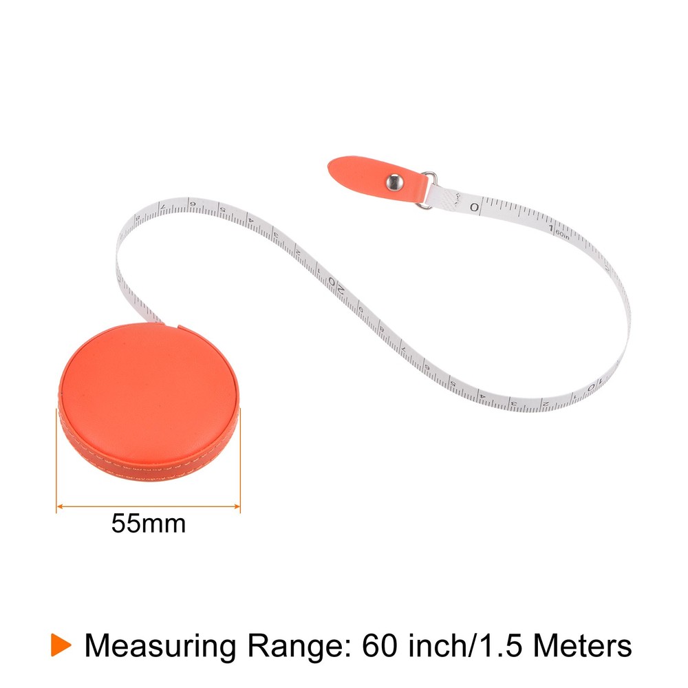 Round Retractable Tape Meter 150cm/60 Inch, Orange