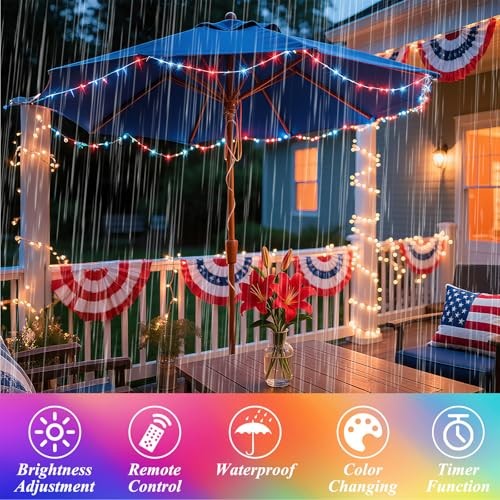 Fairy Lights 34 Colors Changing, 2 Pack Total 2 Pack 60LED/40FT (Battery+USB)