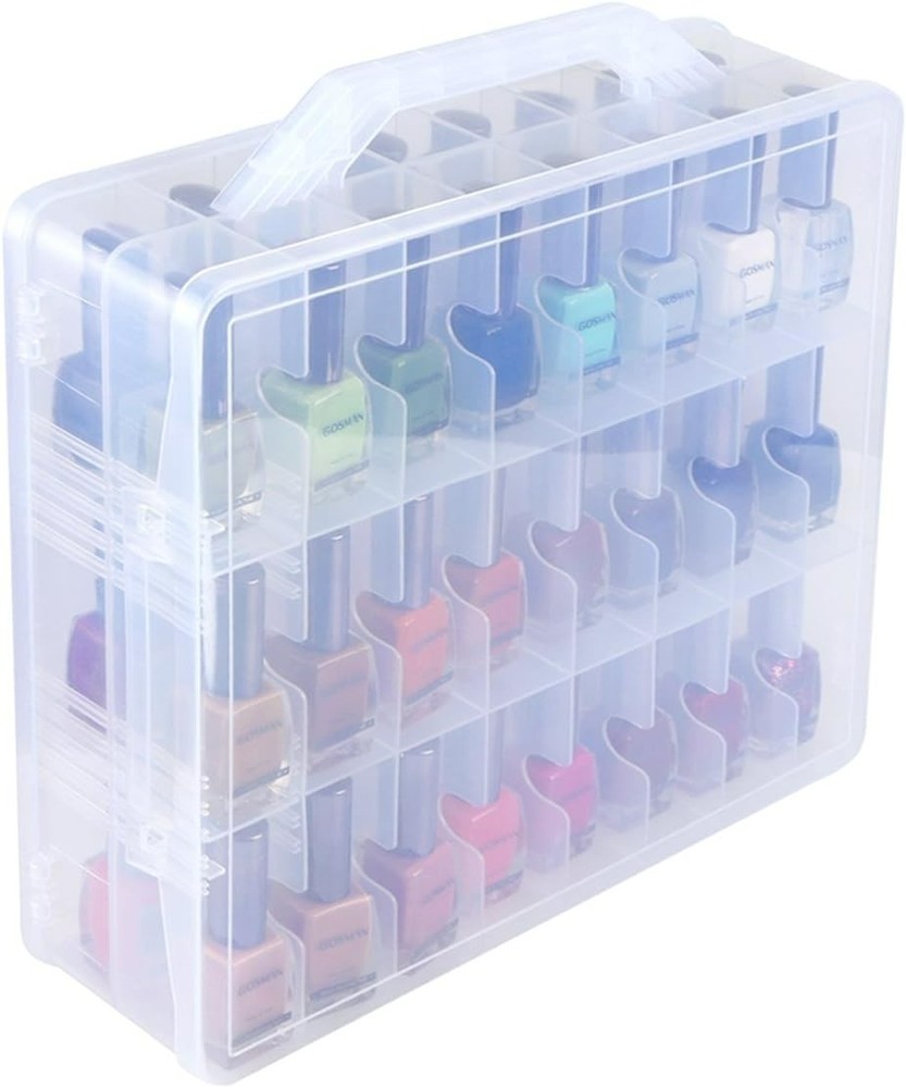 Elegant Nail Polish Organizer for 48 Bottles - Adjustable & Space-Saving Design