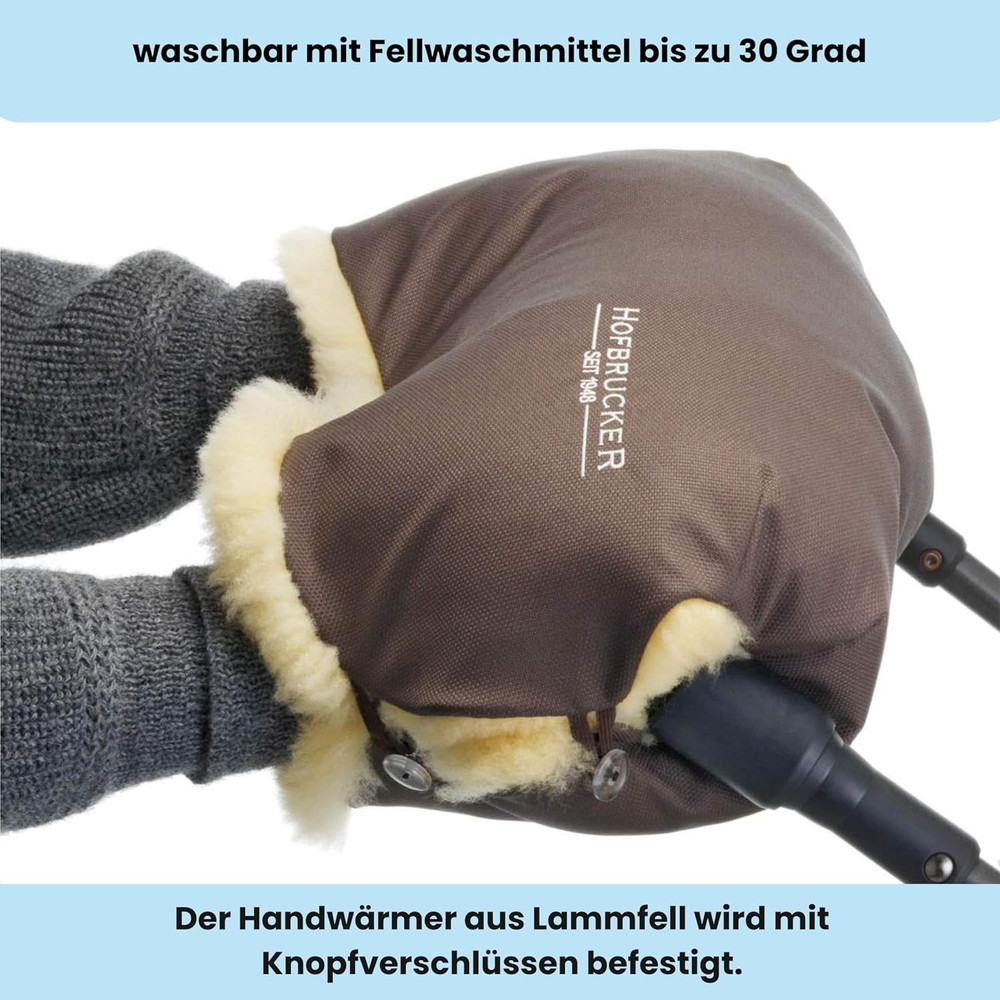 Lambskin Lined Stroller Handwarmer - Windproof & Water-Resistant Muff