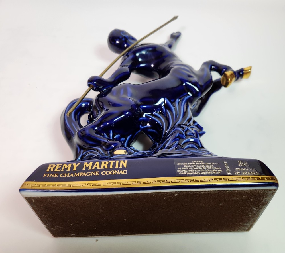 Remy Martin Blue Centaur Ceramic Decanter Empty Vintage Cognac Bottle
