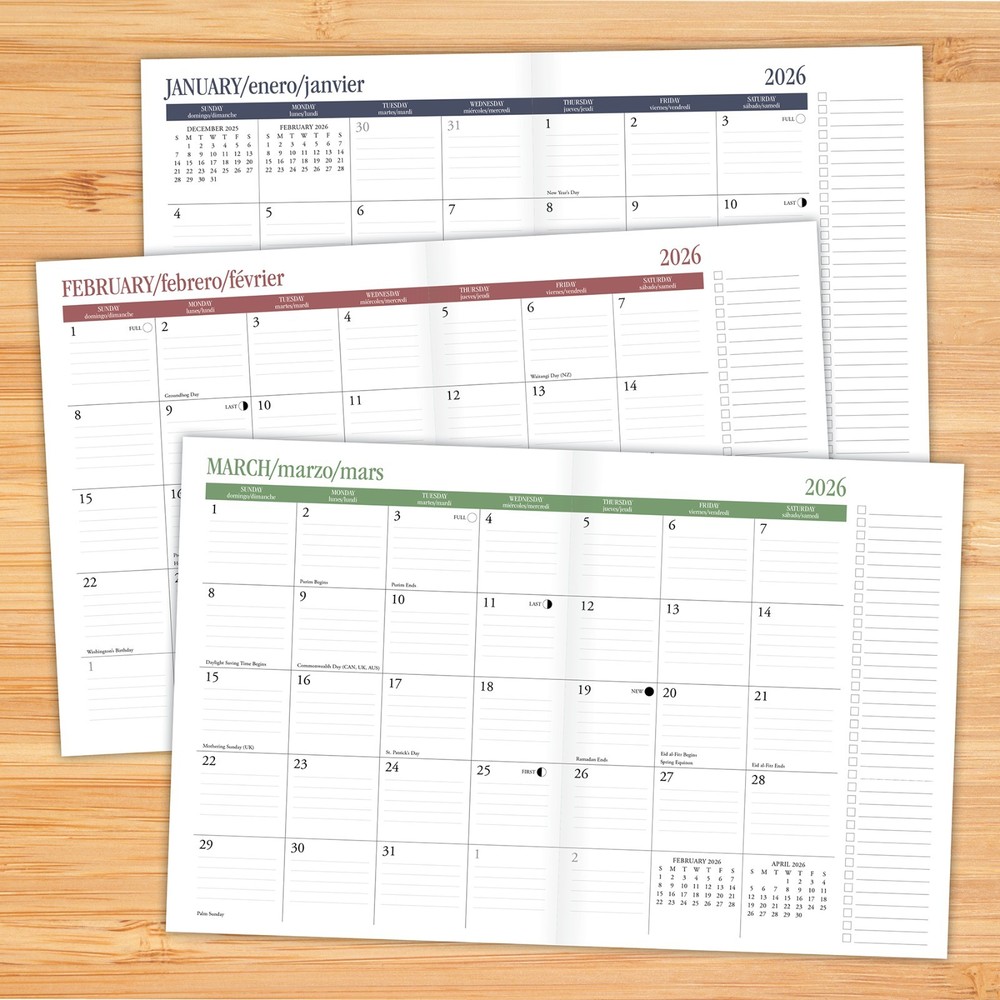 Basic Black 2026 7.5" x 9.5" Booklet Monthly Planner