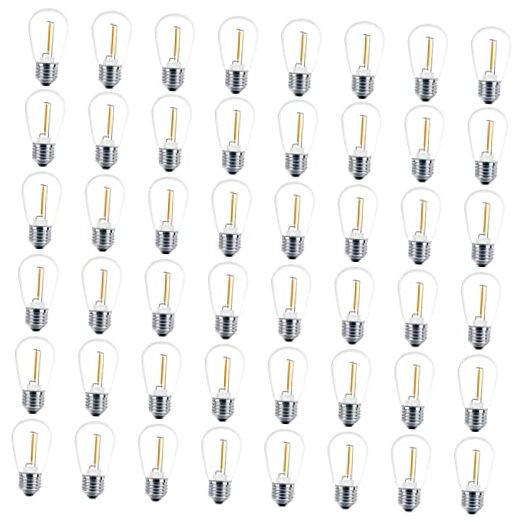 48 Pack S14 LED String Light Bulbs, 1 Watt 48 Count (Pack of 1) Warm White