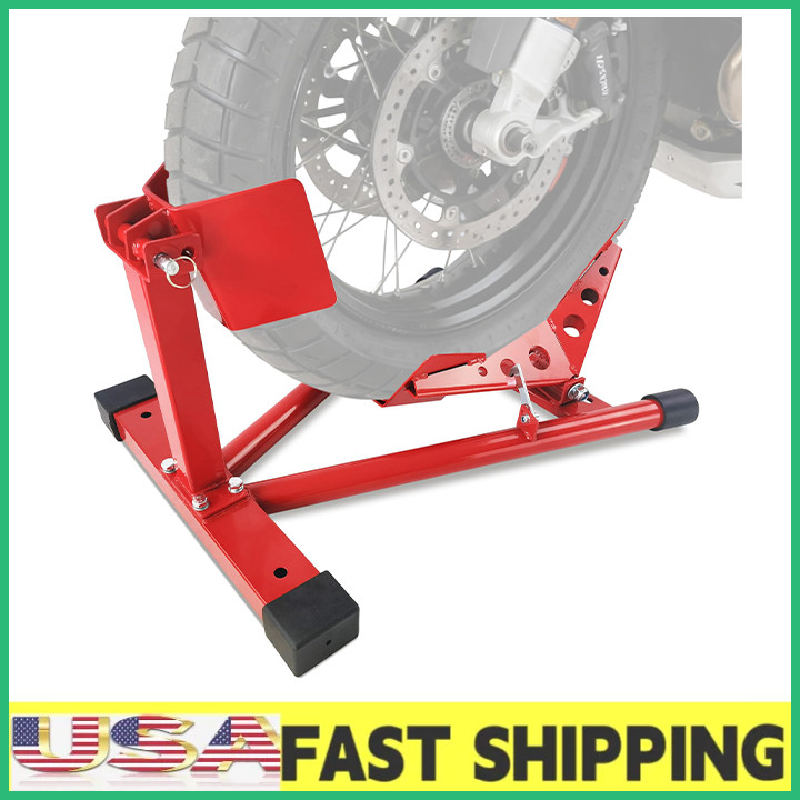 12"-21" 4000 lbs Capacity Red Adjustable Motorcycle Support Wheel Chock Stand