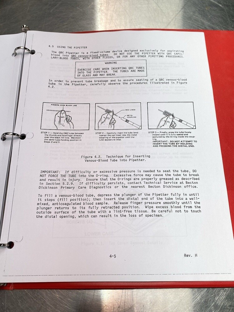 Becton Dikinson QBC2 Centrifugal Hematology System - Users Manual / Instructions