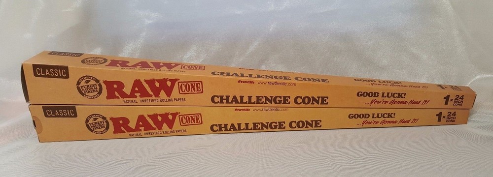 2 Raw CHALLENGE 24" Two Foot Extra Long Pre Rolled Rolling Paper Cone