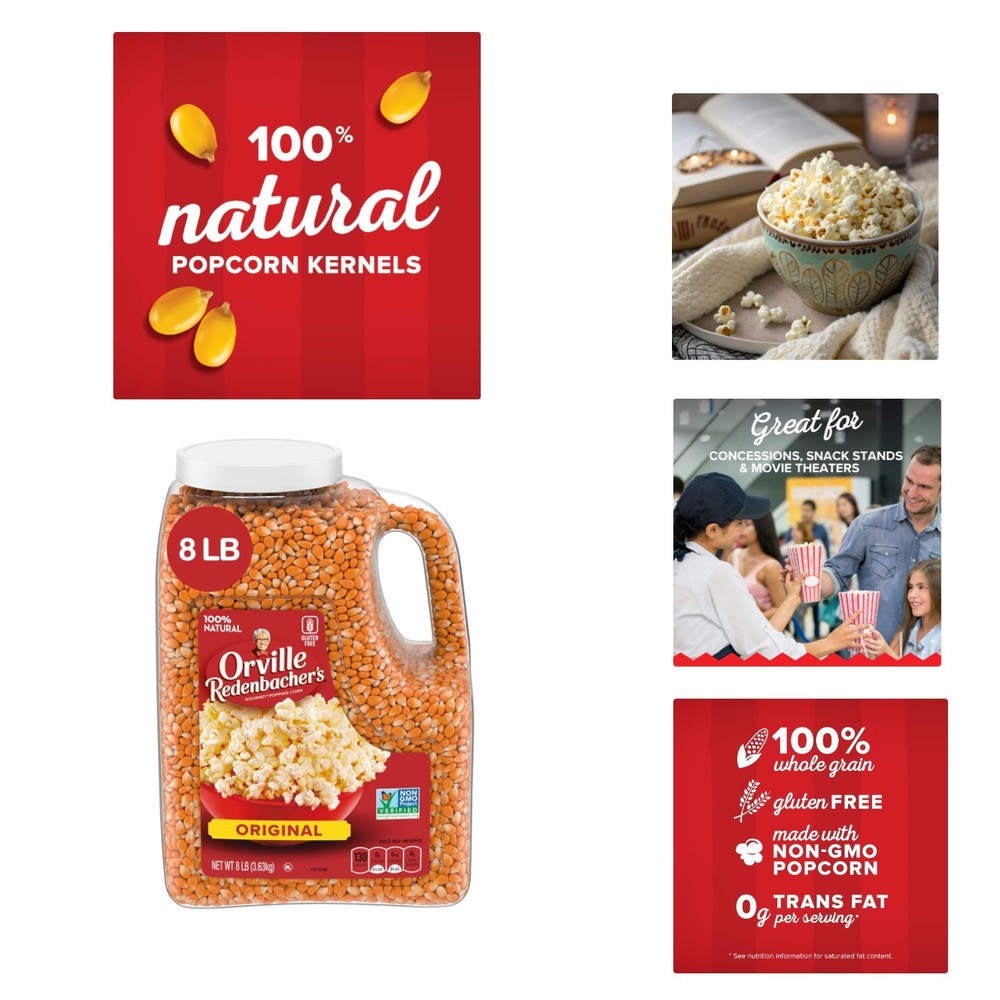 Gourmet Popcorn Kernels,  Yellow, 4g Fiber Per Serving, 8 lb.