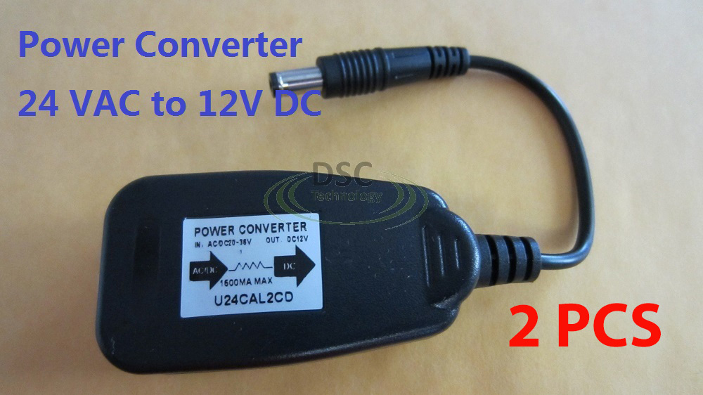 2PCS 24Volt AC to 12Volt DC CCTV Security Camera Power Supply Converter