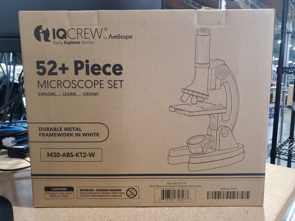 Beginner Microscope STEM Kit with Metal Body 120X-1200X 52 Pcs