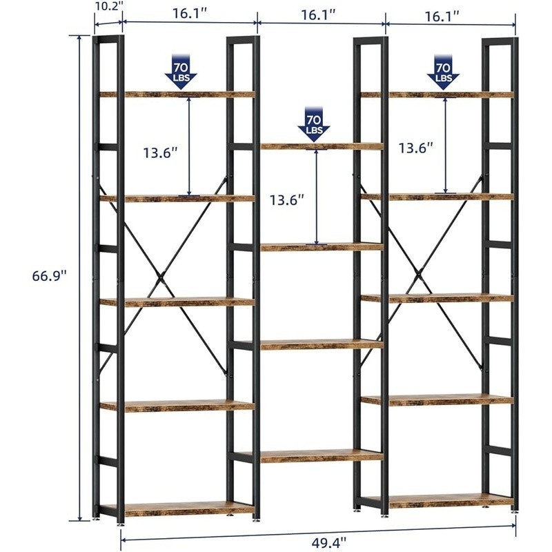 Adjustable Metal Bookshelf 14 Tier Multi-functional Storage Display Unit New