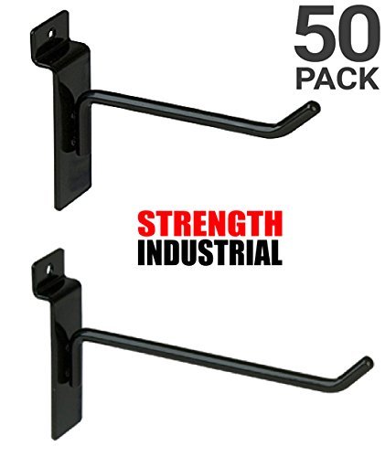 50 New Slatwall Hooks Bundle 4" & 6" -25 Each- Black