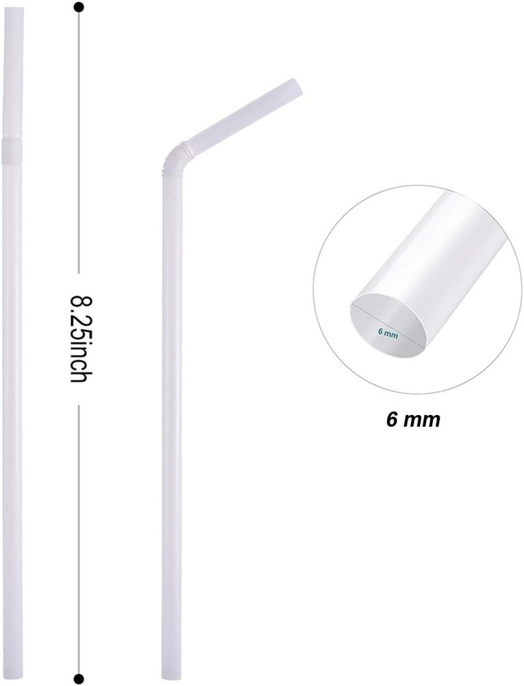 200 Count 8.25" Eco-friendly Bendable Compostable PLA Straws - Plasticless Bi...