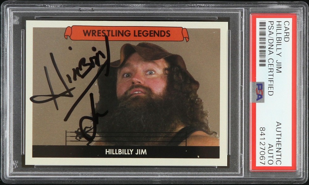 2017 Hillbilly Jim Wrestling Legend Signed Card (PSA)