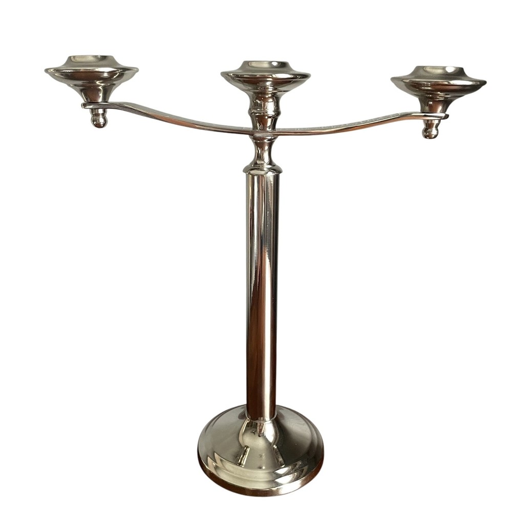 Silver Plated 3 Arm Candelabra 12"H