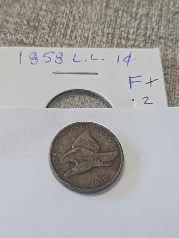 1858 Flying Eagle Penny Cent LL F+ Listing 2