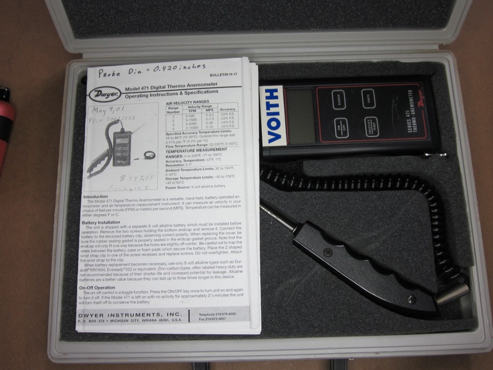 Dwyer Thermo Anemometer 471 w/case