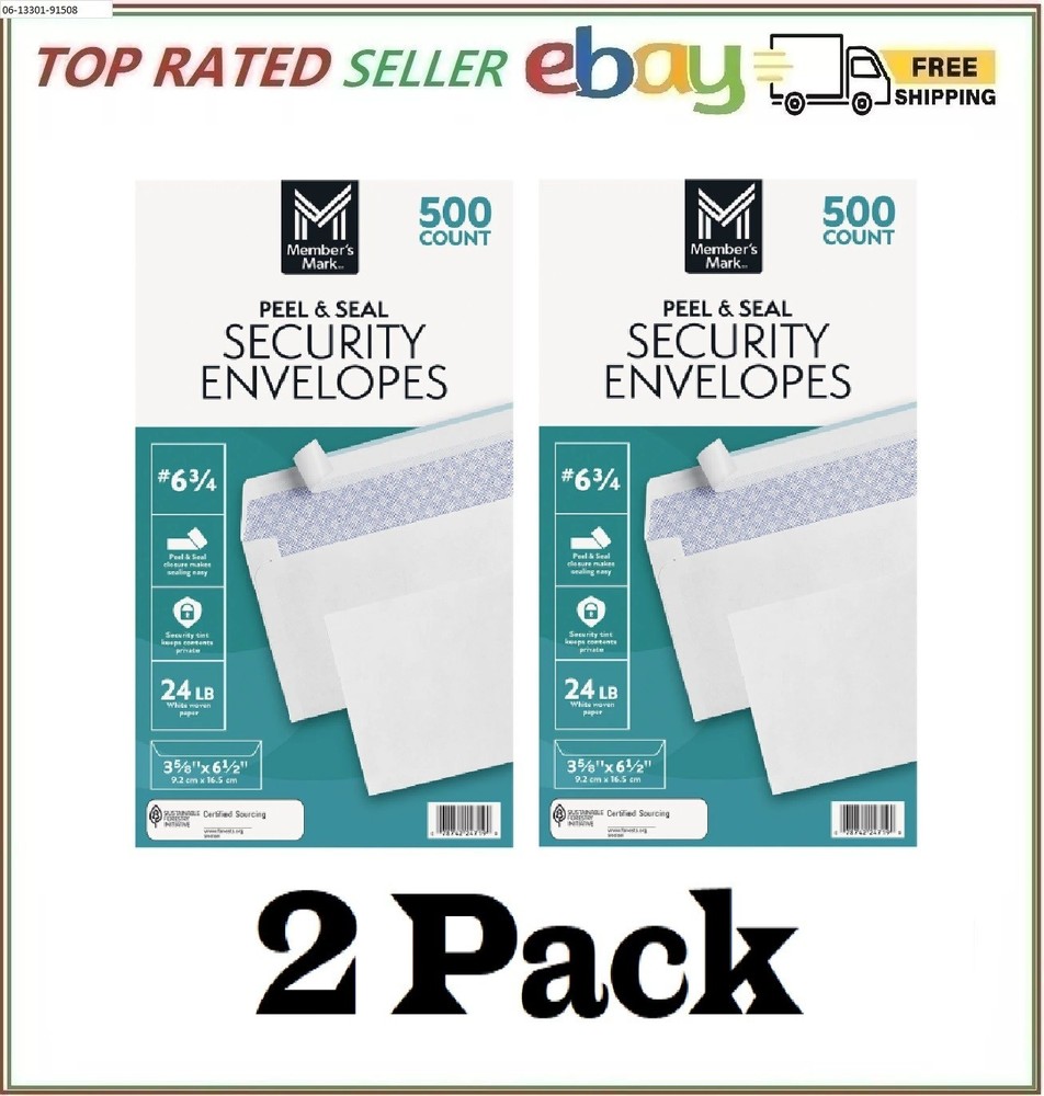 2 Pack - Member's Mark Security Envelope #6-3/4 (500 ct.)