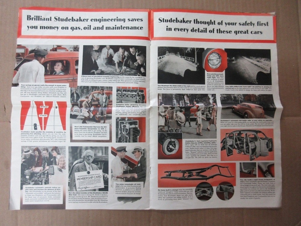 Vintage Studebaker Commander and President for 1940 Brochure Advertisement U
