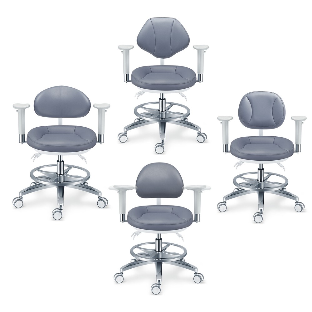 Dental Mobile Microscope Hygiene Chair Operator Stool with Armrest PLST-084