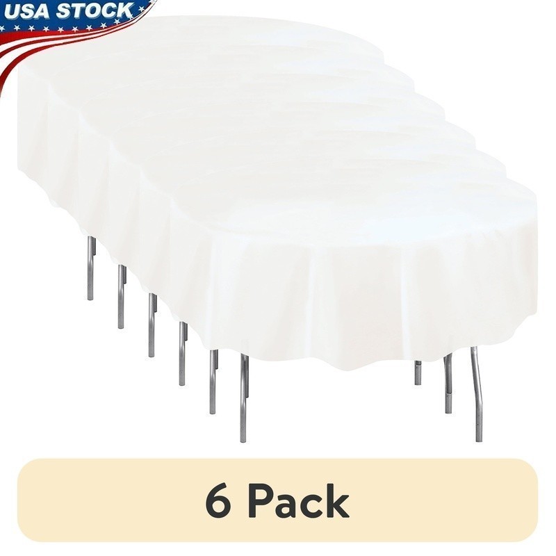 Round Plastic Table Cover 84 Waterproof Disposable Party Table Decorations 6Pack